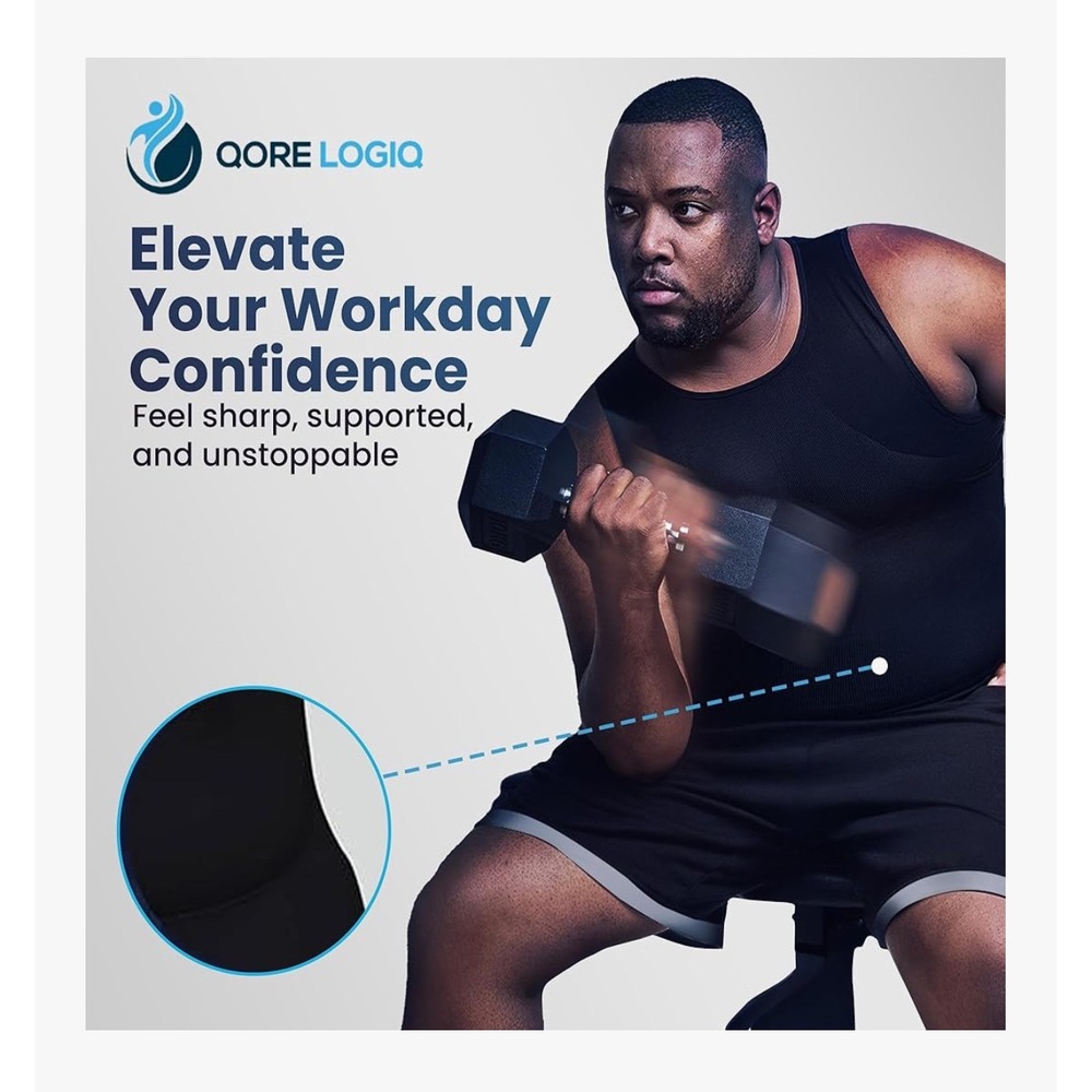 Qore Logiq Mens Compression Shorts Black 3XL High Waist Slimming Shapewear NEW - Picture 6 of 8